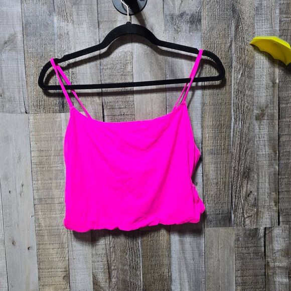 SKIMS Fits Everybody Strappy Back Cami Crop Top Neon Pink - Picture 2 of 4